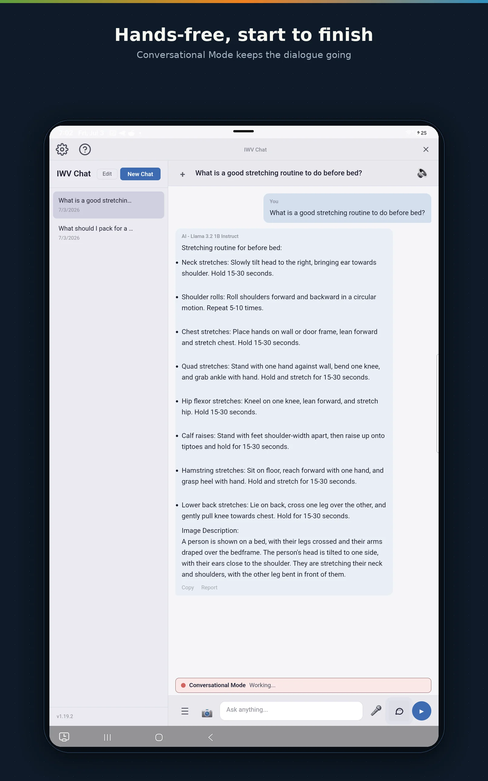 IWV Chat AI on Android Tablet