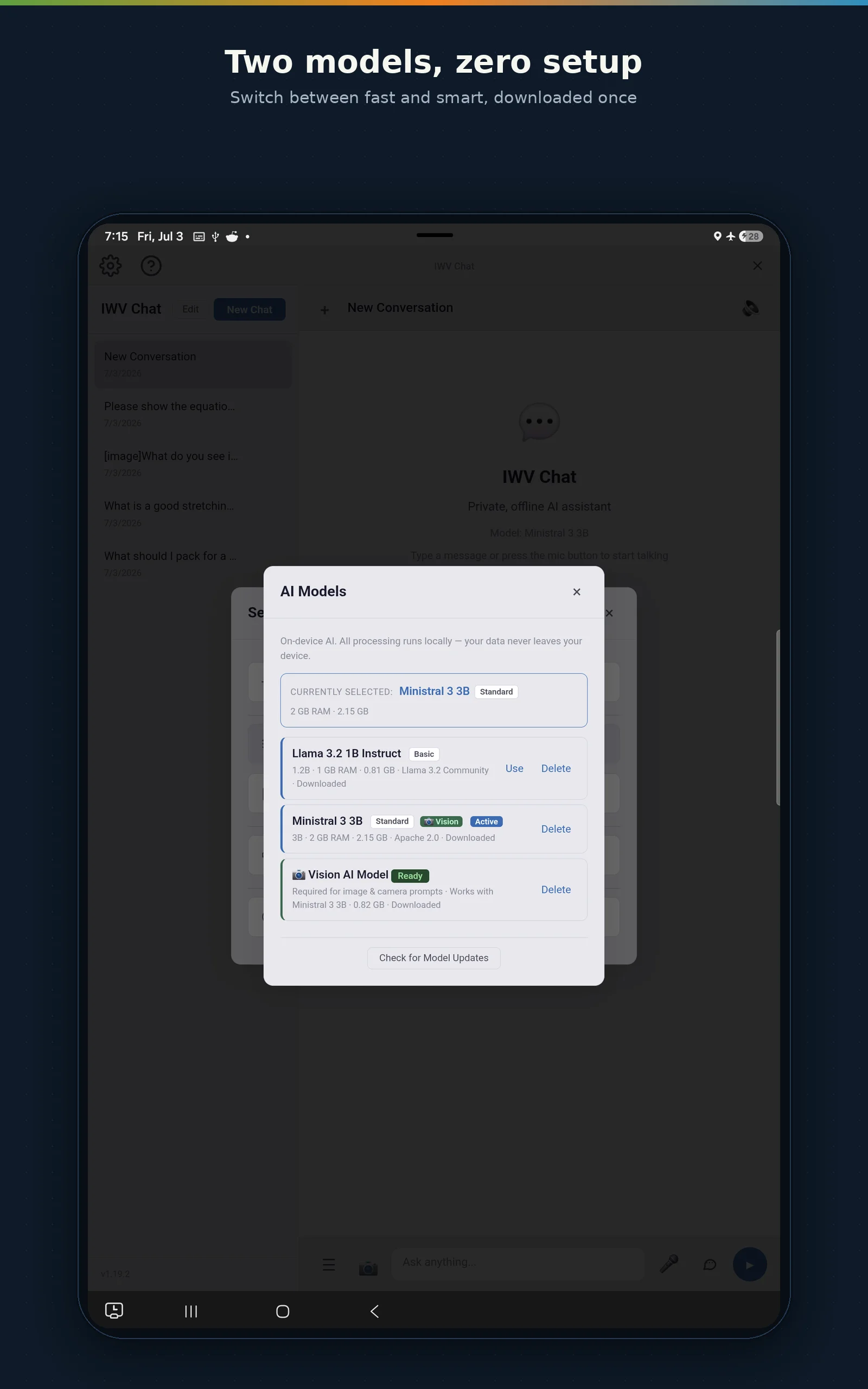IWV Chat AI on Android Tablet