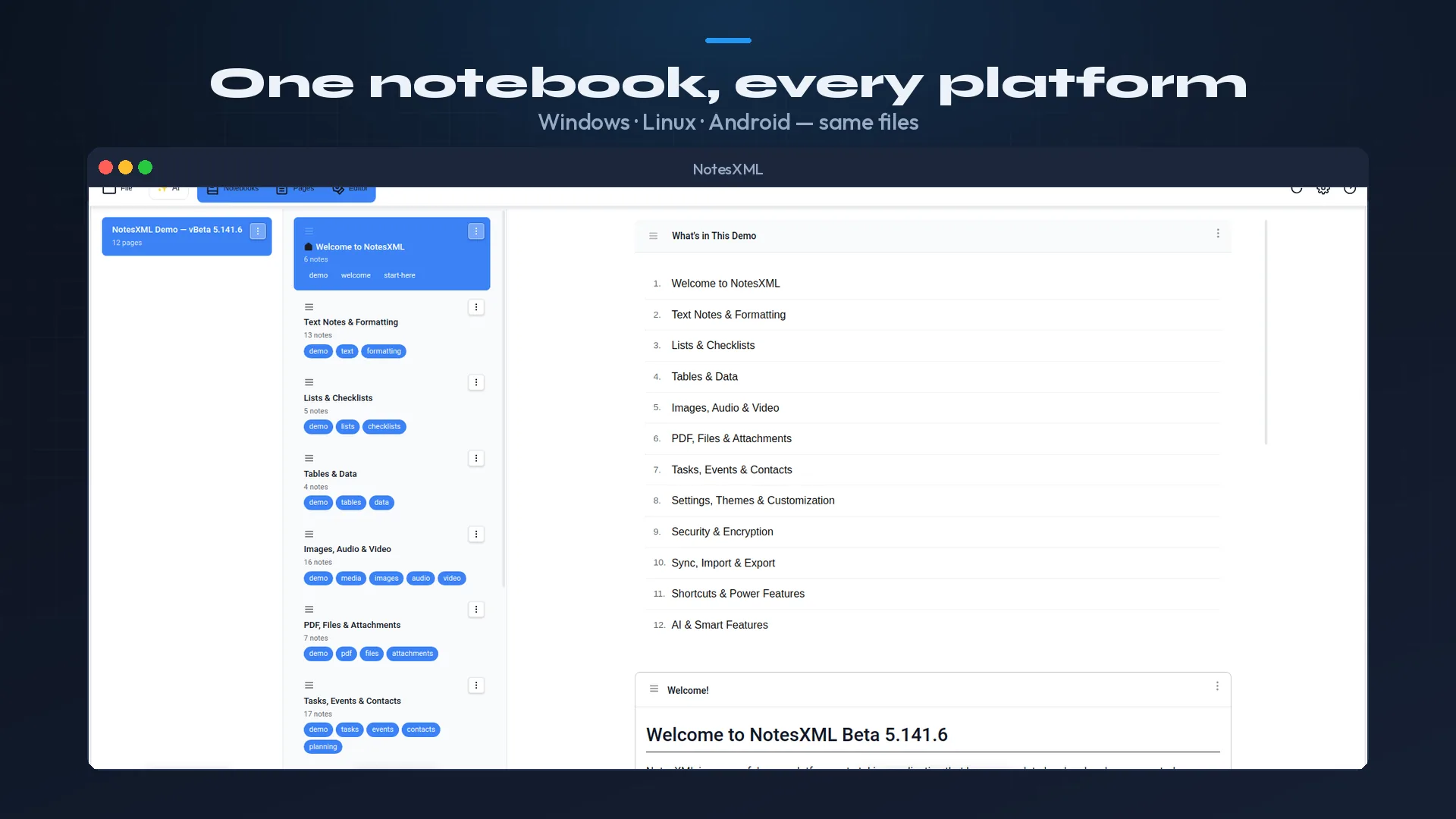 NotesXML on Linux
