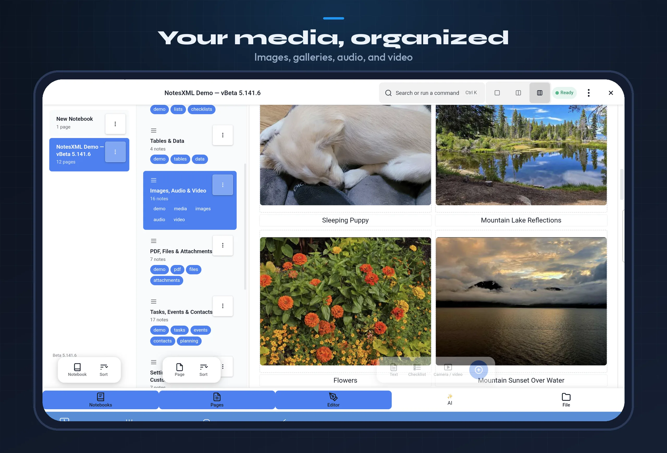 NotesXML on Android Tablet